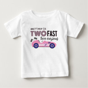 Camiseta De Bebé Bandera de cumpleaños de coche de carreras rosa Tw