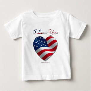Camiseta De Bebé Bandera de EE. UU. Corazón Te Amo