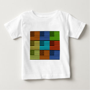 Camiseta De Bebé Bandera de EE. UU. de varios colores a cuadros: Ve