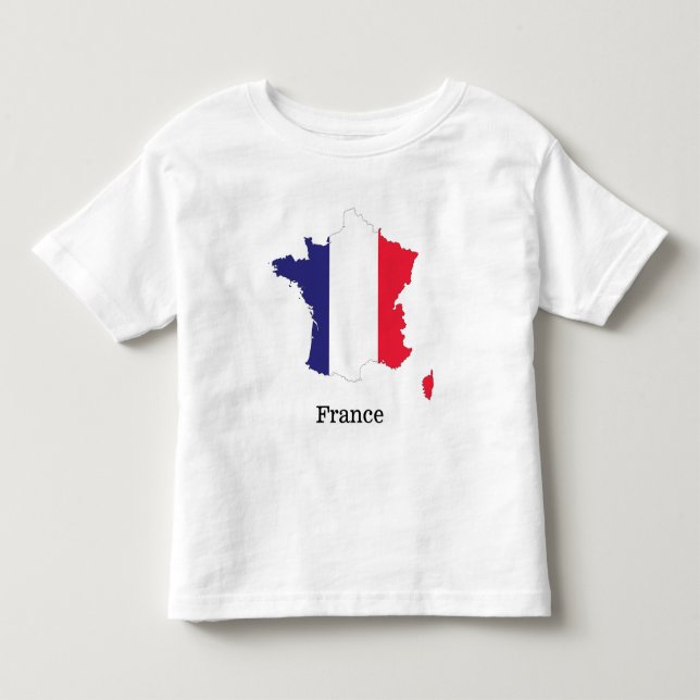 Camiseta De Bebé Bandera de Francia en diseño de recuerdos de mapas (Anverso)