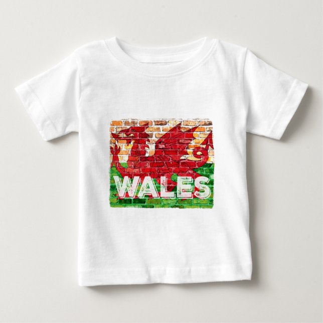Camiseta De Bebé Bandera de Gales en ladrillo (Anverso)
