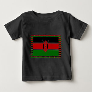 Camiseta De Bebé Bandera de Kenia: Con bandera en miniatura y arte 