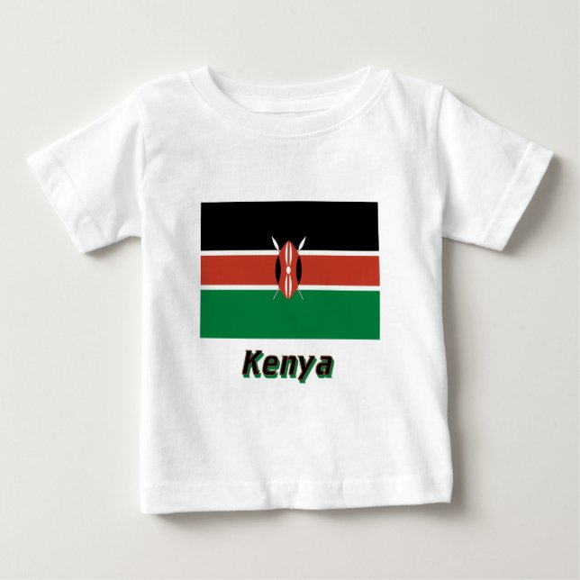 Camiseta De Bebé Bandera de Kenia con nombre (Anverso)