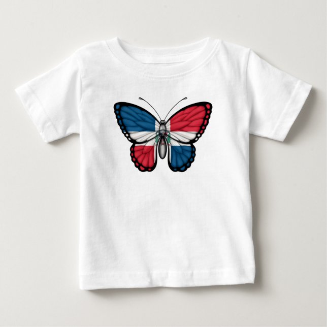 Camiseta De Bebé Bandera de la mariposa de la República Dominicana (Anverso)