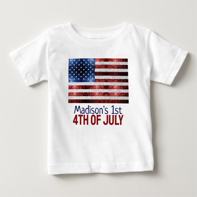 Camiseta De Bebé bandera de los Estados Unidos azul rojo brillante  (Anverso)