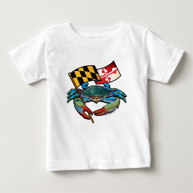 Camiseta De Bebé Bandera de Maryland del cangrejo azul (Anverso)