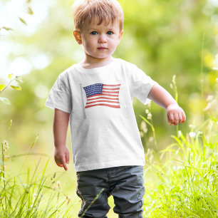 Camiseta De Bebé Bandera de moda blanca y azul del niño pequeño pat