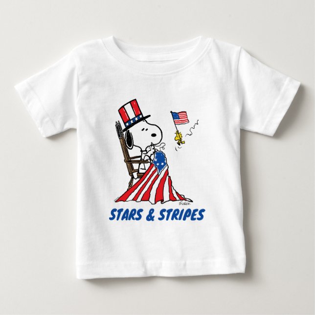 Camiseta De Bebé Bandera de Snoopy Sgire el 4 de julio (Anverso)