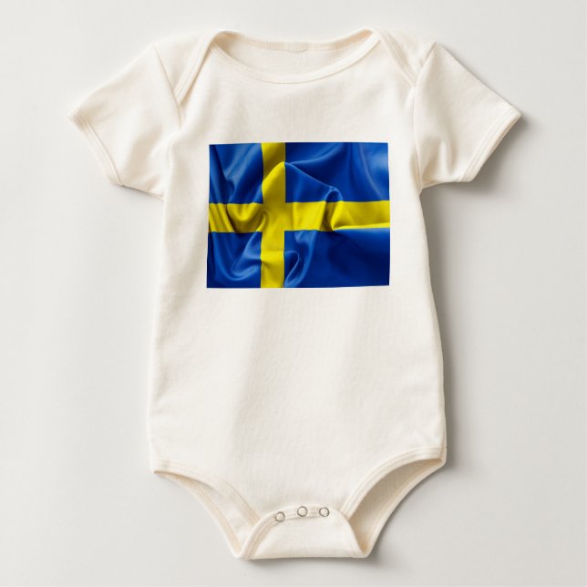 Camiseta De Bebé Bandera de Suecia Baby Bodysuit (Anverso)