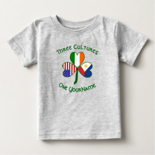 Camiseta De Bebé Bandera de trébol personalizada filipina irlandesa