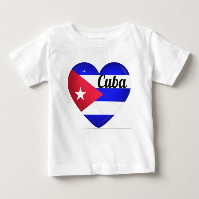 Camiseta De Bebé Bandera del Corazón de Cuba (Anverso)