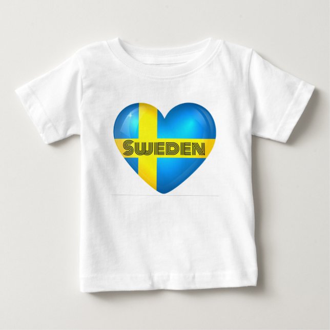 Camiseta De Bebé Bandera del Corazón de Suecia (Anverso)