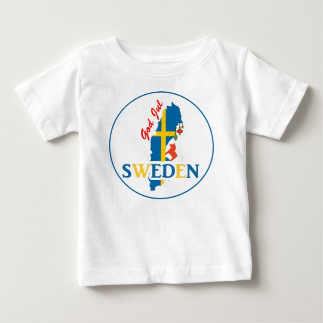 Camiseta De Bebé Bandera del mapa de Suecia y jul de Dios (Anverso)