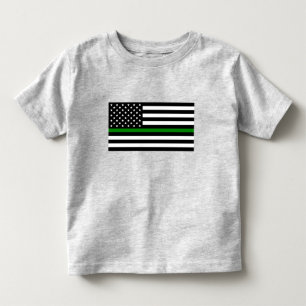 Camiseta De Bebé Bandera delgada de la Línea Verde: Veteranos milit