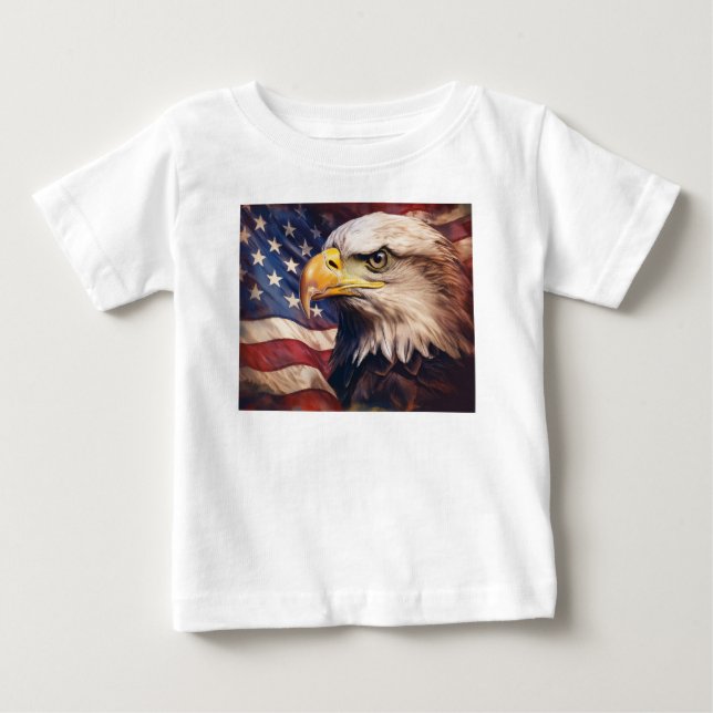 Camiseta De Bebé Bandera estadounidense con cabeza de águila calva (Anverso)