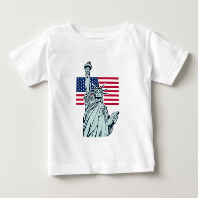 Camiseta De Bebé Bandera estadounidense con la Dama de la Libertad (Anverso)
