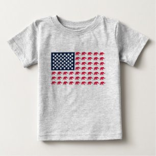 Camiseta De Bebé Bandera estadounidense hecha de elefantes