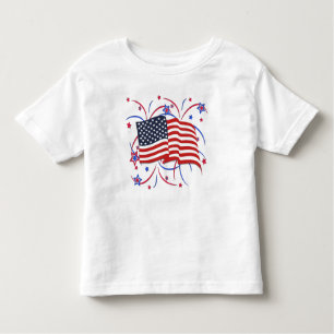 Camiseta De Bebé Bandera estadounidense y fuegos artificiales 
