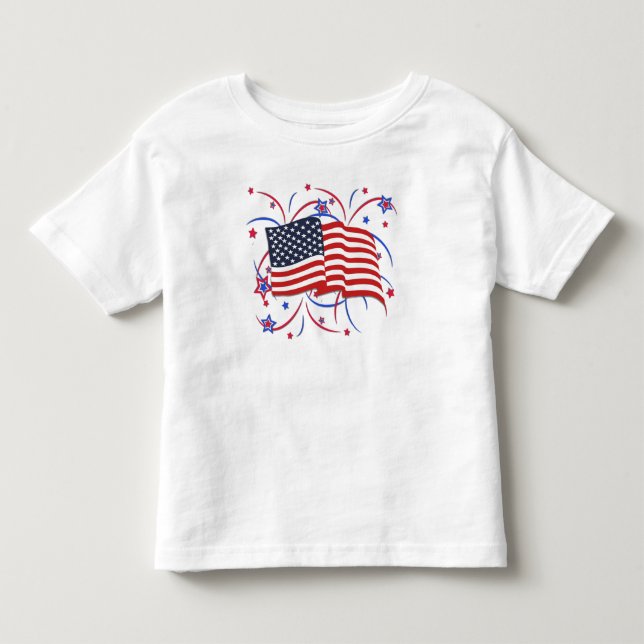 Camiseta De Bebé Bandera estadounidense y fuegos artificiales  (Anverso)