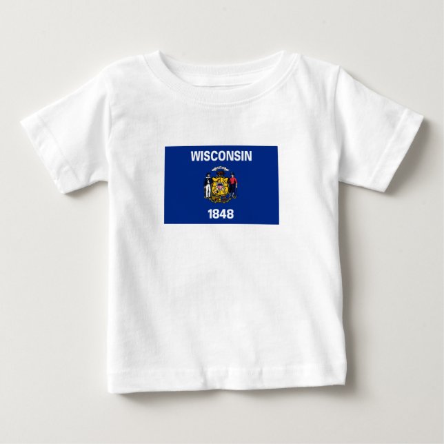 Camiseta De Bebé Bandera estatal de Wisconsin (Anverso)