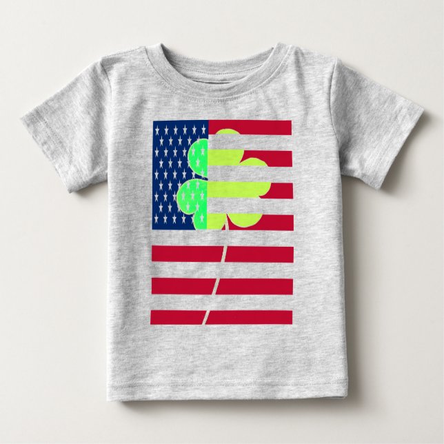Camiseta De Bebé Bandera irlandesa norteamericana Shamrock Clover S (Anverso)