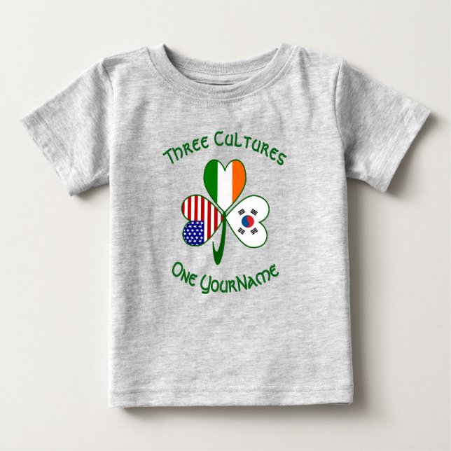 Camiseta De Bebé Bandera irlandesa surcoreana estadounidense Shamro (Anverso)