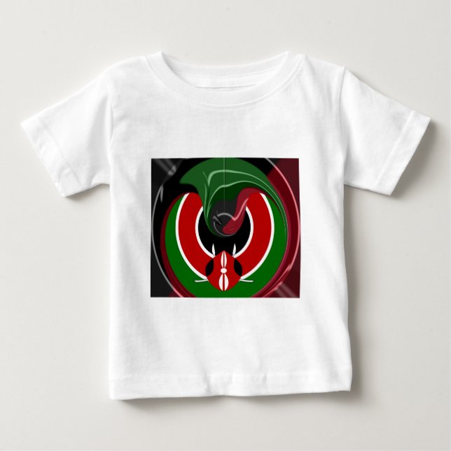 Camiseta De Bebé Bandera keniana fluida: Un diseño moderno (Anverso)