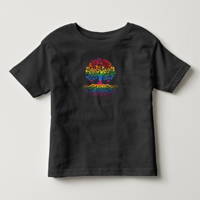 Camiseta De Bebé Bandera LGBT Arcoíris Vida de Árbol Orgullo Gay  (Anverso)