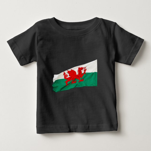 Camiseta De Bebé Bandera nacional de Gales, patriota del Dragón Roj (Anverso)