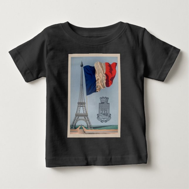 Camiseta De Bebé Bandera nacional francesa y Torre Eiffel (Anverso)