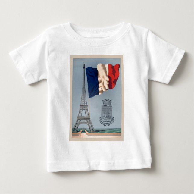 Camiseta De Bebé Bandera nacional francesa y Torre Eiffel (Anverso)