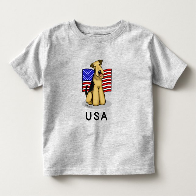 Camiseta De Bebé Bandera norteamericana de Estados Unidos Airedale  (Anverso)