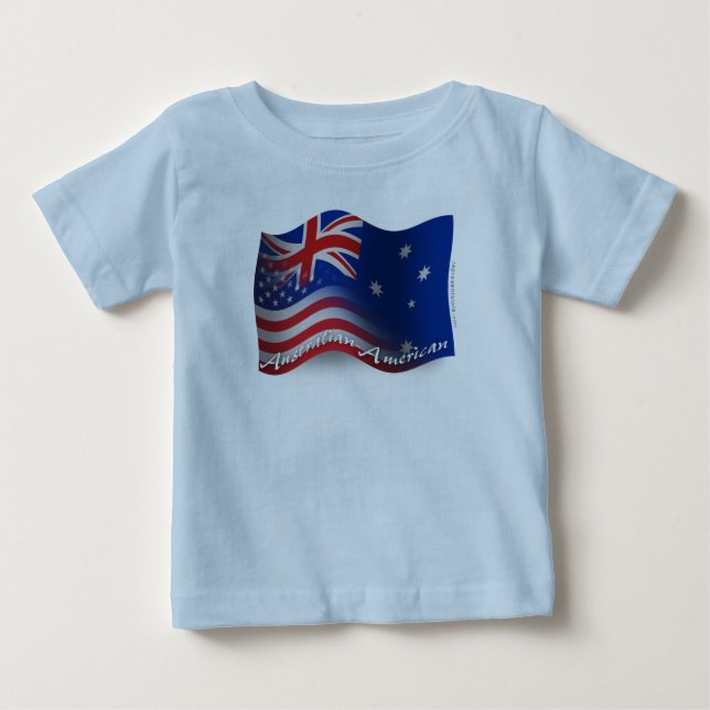 Camiseta De Bebé Bandera ondulada australiana-americana (Anverso)