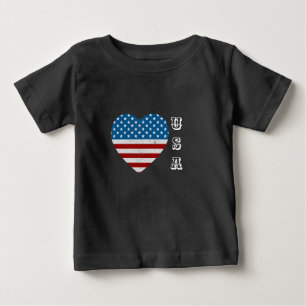 Camiseta De Bebé Bandera Patriótica Americana Estrellas de Corazón