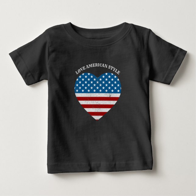 Camiseta De Bebé Bandera Patriótica de los Estados Unidos Corazón A (Anverso)