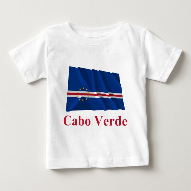 Camiseta De Bebé Bandera que agita de Cabo Verde con nombre en (Anverso)