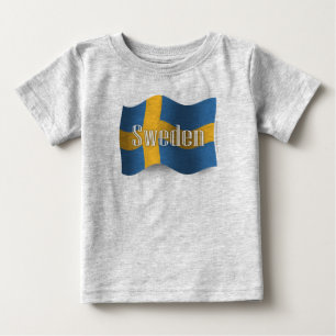 Camiseta De Bebé Bandera que agita de Suecia