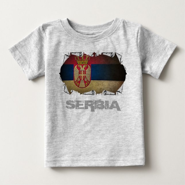 Camiseta De Bebé bandera serbia arrancada (Anverso)