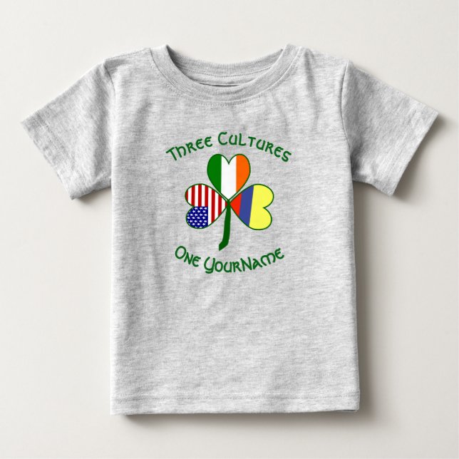 Camiseta De Bebé Banderas americanas irlandesas colombianas destroz (Anverso)