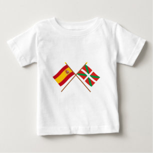 Camiseta De Bebé Banderas cruzadas de España y de País Vasco