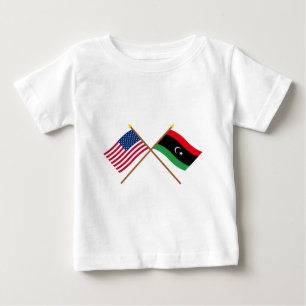 Camiseta De Bebé Banderas cruzadas de Estados Unidos y Libia