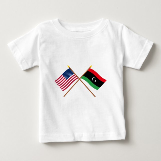Camiseta De Bebé Banderas cruzadas de Estados Unidos y Libia (Anverso)