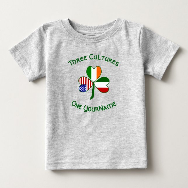 Camiseta De Bebé Banderas irlandesas-americanas italianas destrozan (Anverso)