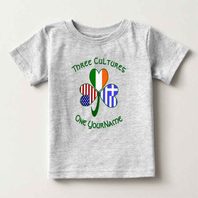 Camiseta De Bebé Banderas irlandesas griegas de EE.UU. destrozan tu (Anverso)