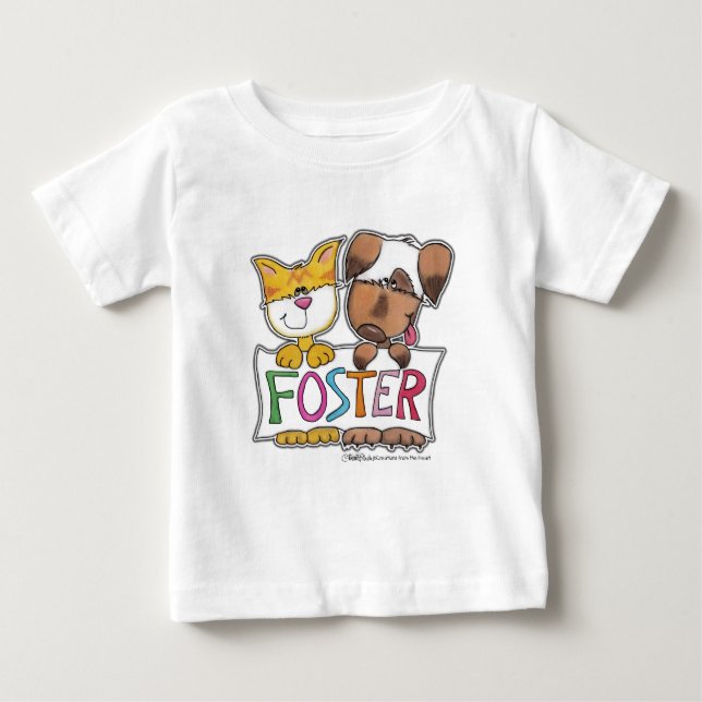 Camiseta De Bebé Banner del perro y el gato sostienen al FOSTER (Anverso)