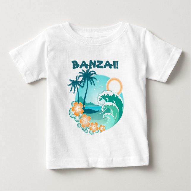Camiseta De Bebé Banzai Surfing (Anverso)