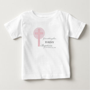 Camiseta De Bebé Baptismo Nieta Rosa Lace Personalizada