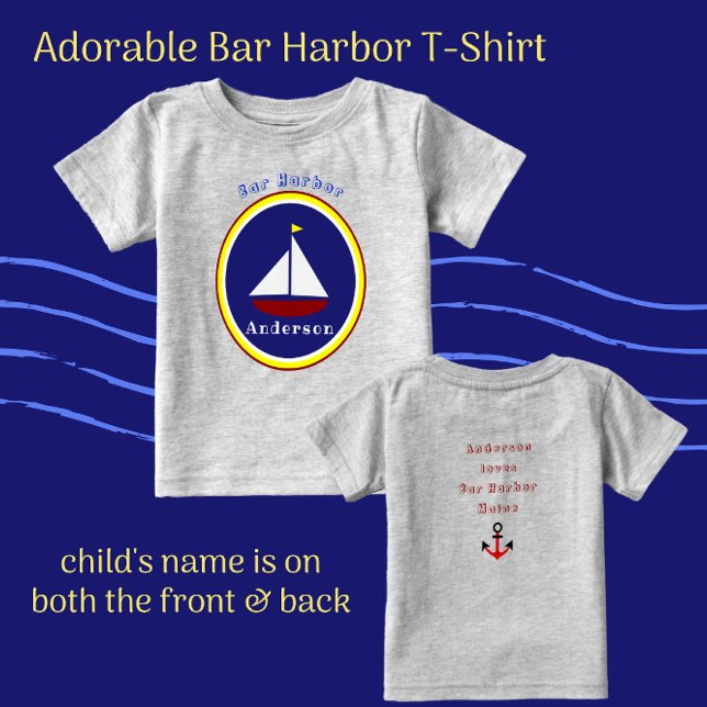 Camiseta De Bebé Bar Harbour Maine Cute Sailboat con el nombre del  (Subido por el creador)