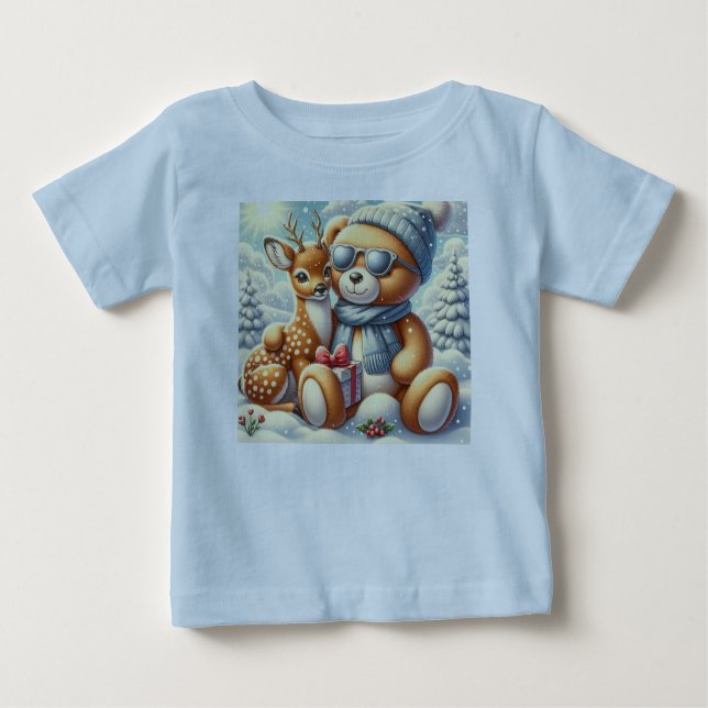 Camiseta De Bebé Bärchen Rehkitz im Schnee mit Geschenk (Anverso)