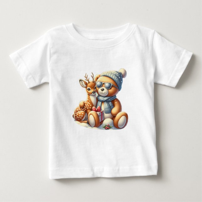 Camiseta De Bebé Bärchen und sein Rehkitz im Schnee (Anverso)